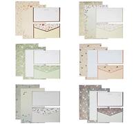 Ysmorla, Juego de Papel de Carta y Sobres Vintage con Diseño de Flores y Animales para Invitaciones, Cartas y Tarjetas, 36 Hojas de Papelería + 18 Sobres