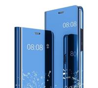 Ysnzaq Espejo Funda para Samsung Galaxy S25+ / S25 Plus, Mirror Flip Smart Clear View Standing Cover PC + PU Antigolpes con Soporte Plegable Funda para Samsung S25 Plus / S24 Plus. Mirror Blue