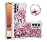Ysnzaq Funda para Samsung Galaxy A32 4G, Glitter Liquid Brillante Sparkle Quicksands Silicona TPU Antigolpes Carcasa con Soporte para Samsung Galaxy A32 4G (Not 5G).YBZ Rose Gold