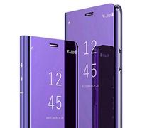 Ysnzaq Funda para Samsung Galaxy A51 5G, Mirror Flip Caso Clear View Standing Cover PC + PU Antigolpes Protectora Carcasa para Samsung Galaxy A51 5G / 4G. Mirror Purple
