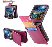 Ysnzaq Funda Tipo Cartera para Motorola RAZR 60 / RAZR 50 con Tarjetero y Soporte de Anillo de Diamante, Carcasa Billetera Cuero a Prueba de Golpes Flip Case para Moto RAZR 60/50-ZHQ Purple