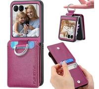 Ysnzaq Funda tipo cartera para Motorola Razr 70 Plus/Razr 50 Ultra/Razr 60 Pro con tarjetero y anillo, piel sintética, función atril, resistente a los golpes, con magnético, para Razr Plus 2026
