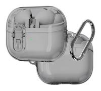 Ysnzaq Funda Transparente Compatible con Samsung Galaxy Buds 3 / Galaxy Buds 3 Pro con Mosquetón, Antigolpes con Llavero LED Delantero Visible Carcasa para Samsung Galaxy Buds 3.BJ Black