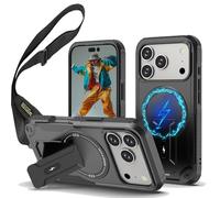 Ysnzaq Magnético Funda para Apple iPhone 17 Pro MAX con Cuerda, Militar Antigolpes Cámara Protectora Carcasa con Cordón Soporte Funda para iPhone 17 Pro MAX.DG Black