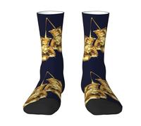 YsoLda Calcetines de tripulación, calcetines deportivos novedosos informales, calcetines de compresión divertidos de 40 cm de largo para unisex,Guantes de boxeo dorados