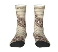 YsoLda Calcetines de tripulación, calcetines deportivos novedosos informales, calcetines de compresión divertidos de 40 cm de largo para unisex,Música de flauta