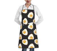 YsoLda Delantales de cocina, Delantal de cocina con bolsillos, Delantal de chef impermeable Delantales con pechera ajustables,Comida Huevos Fritos Oscuro