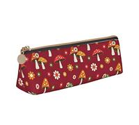 YsoLda Estuche para lápices, Estuche para bolígrafos con Forma de triángulo Rojo de Setas y Flores, Estuche portátil para lápices, Estuche de Cuero para la Escuela y la Oficina
