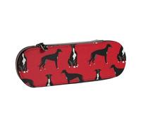 YsoLda Estuche para lápices, Estuche para bolígrafos, Estuche portátil de Cuero para la Oficina de la Escuela, Colcha para Mascotas de Galgo Negro, Colcha para Perro de guardería coordinada
