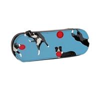 YsoLda Estuche para lápices, Estuche para bolígrafos, Estuche portátil de Cuero para la Oficina de la Escuela, Border Collie Disc Dog Agility Dog Border Collie Black and White Border Blue