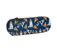 YsoLda Estuche para lápices, Estuche para bolígrafos, Estuche portátil de Cuero para la Oficina de la Escuela, Blue Merle Pizza Cute Border Collie Cute Dogs Best