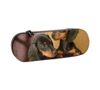 YsoLda Estuche para lápices, Estuche para bolígrafos, Estuche portátil de Cuero para Oficina Escolar, Cachorros de Perro Salchicha, Mascotas, Perros, Perro Salchicha pequeño