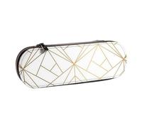 YsoLda Estuche para lápices, Estuche para bolígrafos, Estuche portátil de Cuero para Oficina Escolar, patrón geométrico Dorado con Brillo Blanco