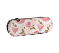 YsoLda Estuche para lápices, Estuche para bolígrafos, Estuche portátil de Cuero para Oficina Escolar, Tazas de té de Estilo Vintage