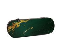 YsoLda Estuche para lápices, Estuche para bolígrafos, Estuche portátil para lápices, Estuche de Cuero para la Oficina de la Escuela, Tonos Tierra Verde Profundo Esmeralda, mármol Dorado