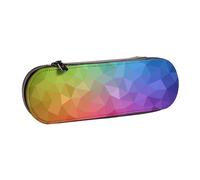 YsoLda Estuche para lápices, Estuche para bolígrafos, Estuche portátil para lápices, Estuche de Cuero para Oficina Escolar, Poligonal Multicolor Que consiste en triángulos arcoíris