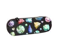 YsoLda Estuche para lápices, Estuche para bolígrafos, Estuche portátil para lápices, Estuche de Cuero para Oficina Escolar, patrón de Piedras Preciosas de Colores