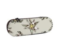 YsoLda Estuche para lápices, Estuche para bolígrafos, Estuche portátil para lápices, Estuche de Cuero para Oficina Escolar, patrón sin Costuras con H y Edelweiss de Colores Dibujados