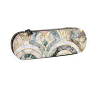 YsoLda Estuche para lápices, Estuche para bolígrafos, Estuche portátil para lápices, Estuche de Cuero para la Oficina de la Escuela, patrón de Pasteles Suaves con Azulejos Art Deco de mármol