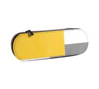YsoLda Estuche para lápices, Estuche para bolígrafos, Estuche portátil para lápices, Estuche de Cuero para Oficina Escolar, Bloque geométrico Amarillo, Gris y Blanco