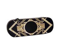 YsoLda Estuche para lápices, Estuche para bolígrafos, Estuche portátil para lápices, Estuche de Cuero para la Oficina de la Escuela, época Art déco Vintage, el Gran Gatsby, patrón Dorado y Negro