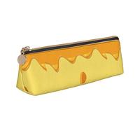 YsoLda Estuche para lápices, Estuche para bolígrafos Triangular con diseño de Comida de Queso y Pasta, Estuche portátil para lápices, Estuche de Cuero para la Escuela y la Oficina