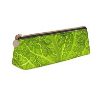 YsoLda Estuche para lápices, Estuche para bolígrafos Triangulares con diseño de repollo de Lechuga Verde, Estuche portátil para lápices, Estuche de Cuero para la Escuela y la Oficina