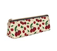 YsoLda Estuche para lápices, Estuche para bolígrafos Triangulares con patrón de Cereza, Bolso portátil para lápices, Bolsa de Cuero para la Escuela y la Oficina