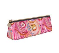 YsoLda Estuche para lápices, Estuche para bolígrafos Triangulares con patrón de Donut, Bolso portátil para lápices, Bolsa de Cuero para la Escuela y la Oficina
