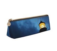 YsoLda Estuche para lápices, Estuche para bolígrafos Triangulares con patrón de Faro, Estuche portátil para lápices, Estuche de Cuero para la Escuela y la Oficina