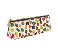 YsoLda Estuche para lápices, Estuche para bolígrafos Triangulares con patrón de Pimiento de Acuarela, Estuche portátil para lápices, Estuche de Cuero para la Escuela y la Oficina