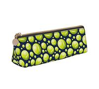 YsoLda Estuche para lápices, Estuche para bolígrafos Triangulares con patrón de Tenis, Bolso portátil para lápices, Bolsa de Cuero para la Escuela y la Oficina