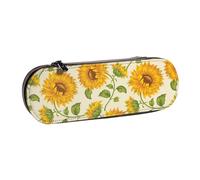 YsoLda Estuche para lápices, Estuche para lápices, Estuche portátil de Cuero para la Oficina de la Escuela, Estampado de Girasoles Frescos
