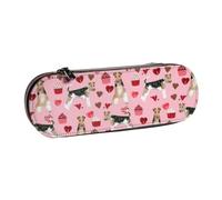 YsoLda Estuche para lápices, Estuche para lápices, Estuche portátil de Cuero para la Oficina de la Escuela, Wire Fox Terrier Día de San Valentín Cupcakes Love Hearts Dog