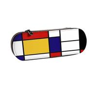 YsoLda Estuche para lápices, Estuche para lápices, Estuche portátil de Cuero para la Oficina de la Escuela, composición artística de Color Estilo Mondrian, Rojo