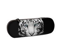 YsoLda Estuche para lápices, Estuche para lápices, Estuche portátil de Cuero para la Oficina de la Escuela, Tigre Blanco de pupila Azul