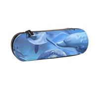 YsoLda Estuche para lápices, Estuche para lápices, Estuche portátil de Cuero para la Oficina de la Escuela, Lindos Delfines
