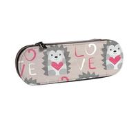 YsoLda Estuche para lápices, Estuche para lápices, Estuche portátil de Cuero para la Oficina de la Escuela, Erizo con Amor en el corazón