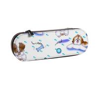 YsoLda Estuche para lápices, Estuche para lápices, Estuche portátil de Cuero para la Oficina de la Escuela, Estampado pequeño Rosa Shih Tzu