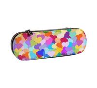 YsoLda Estuche para lápices, Estuche para lápices, Estuche portátil de Cuero para Oficina Escolar, Confeti de corazón arcoíris
