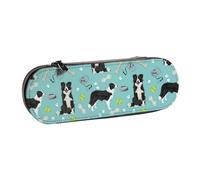 YsoLda Estuche para lápices, Estuche para lápices, Estuche portátil de Cuero para Oficina Escolar, Juguetes Border Collie, Pelotas de Tenis, Color Azul Claro