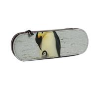YsoLda Estuche para lápices, Estuche para lápices, Estuche portátil de Cuero para Oficina Escolar, pingüino Madre y pingüino bebé