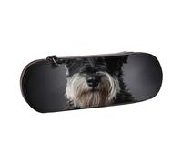 YsoLda Estuche para lápices, Estuche para lápices, Estuche portátil de Cuero para Oficina Escolar, Retrato de Schnauzer, Gris Oscuro