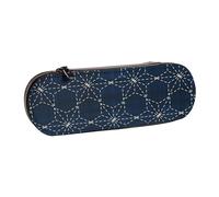 YsoLda Estuche para lápices, Estuche para lápices portátil, Estuche de Cuero para la Oficina de la Escuela, Sashiko Tobi Asa No Ha Scattered Hemp Leaf