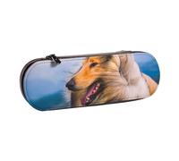 YsoLda Estuche para lápices, Estuche para lápices portátil, Estuche de Cuero para la Oficina de la Escuela, Hermoso Collie áspero