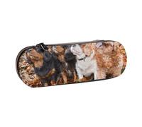 YsoLda Estuche para lápices, Estuche para lápices portátil, Estuche de Cuero para la Oficina de la Escuela, Cavalier King Charles Spaniel Cachorros de otoño
