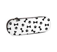 YsoLda Estuche para lápices, Estuche para lápices portátil, Estuche de Cuero para la Oficina de la Escuela, Huesos de Perro U Patas en Blanco y Negro