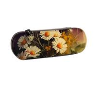 YsoLda Estuche para lápices, Estuche para lápices portátil, Estuche de Cuero para la Oficina de la Escuela, Pintura de Acuarela Vintage de Margaritas