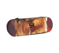 YsoLda Estuche para lápices, Estuche para lápices portátil, Estuche de Cuero para la Oficina de la Escuela, Yorkshire Terrier Eat Noodles Dog Cute