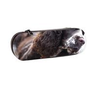 YsoLda Estuche para lápices, Estuche para lápices portátil, Estuche de Cuero para la Oficina de la Escuela, Cocker Spaniel inglés, Perros rizados Blancos parduscos